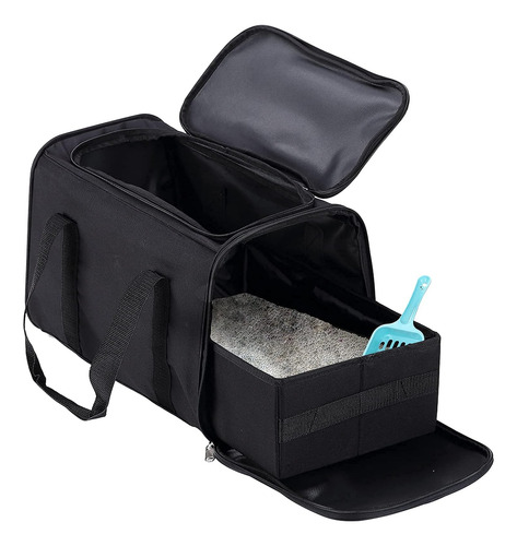 Caja De Arena Portátil Para Gatos Negra, Caja De Arena De Vi