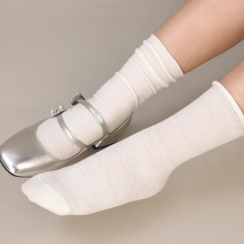 2 Pares De Calcetines De Verano Con Encaje Hueco En Forma De