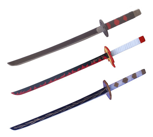 Kit 3 Katanas Tanjiro + Rengoku + Zenitzu Demon Slayer -  