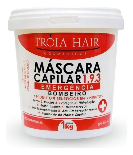 Máscara Capilar Emergência 1.9.3 Troia Hair 1kg Profissional