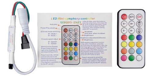 Controladora Pixel Led Rgb Rf Led 2811 2812 5-24v 2048 Pixel
