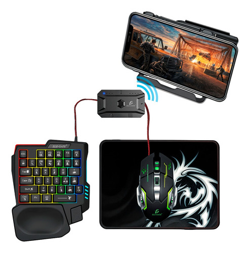 Kit Gamer 5 En 1 Bluetooth Para Celular Android Ele-gate Mouse Negro Teclado Negro Ele-Gate GM.GM2.P