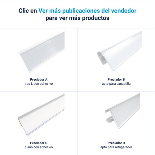 Porta Precio Preciador Para Gondola De Riel Cenefa 25pz K90