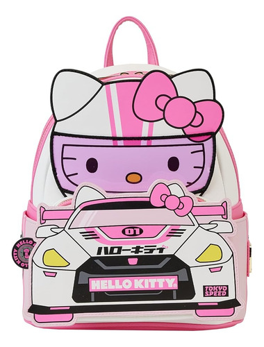 Loungefly Hello Kitty Piloto Tokyo Speed Racer Cosplay Mochila Mini Backpack Color Blanco Diseño De La Tela Hello Kitty Racing
