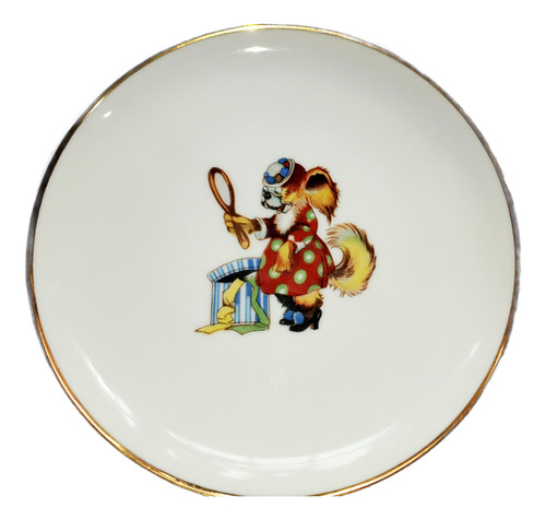 Antiguo Juego De Vajilla Para Niños De Porcelana Tsuji.retro Blanco Dibujos (Usado)