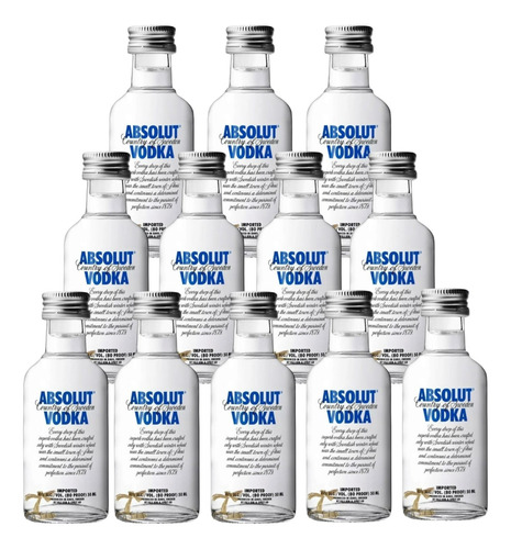 Kit 12 Vodka Absolut Miniatura Pocket Petaca 50ml Vidro