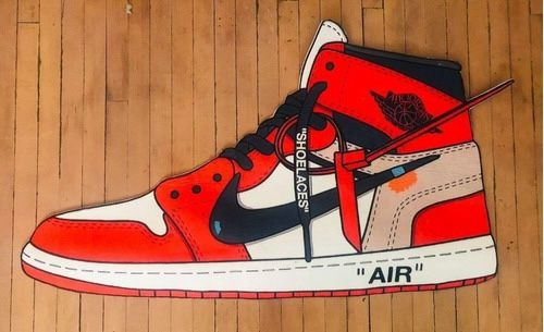 Tapete Alfombra Oficina Cuarto Jordan 1 Off White Rojo