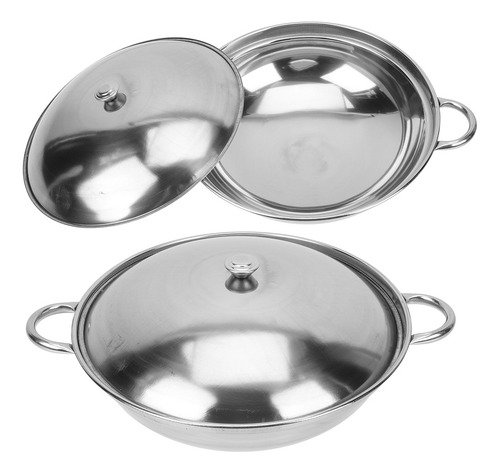 Frigideira Com Tampa Griddle De Aço Inoxidável 2 Peças