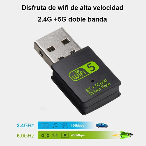 Adaptador Bluetooth Universal Mini Card Wi-fi Ac600mbps