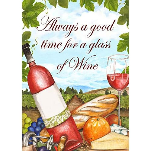 1112440 Wine Time Wine Flag 12x18 Inch Double Sided For...