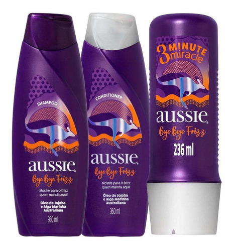 Kit Aussie Bye Bye Shampoo + Cond 360ml + Tratamento 3 Min
