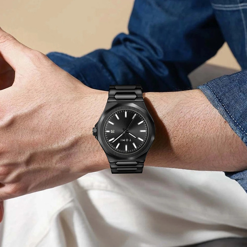 Reloj Elegante De Cuarzo Para Hombre Tomi Negro Negro Negro