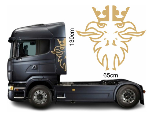 Par Adesivo Dourado Lateral Logo Águia Galo Dragão Scania 