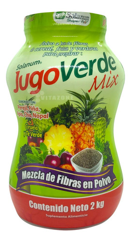 Imagen 1 de 9 de Jugo Verde Mix Fibra Para Mezclar En Polvo 2 Kg Solanum