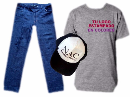 Kit Jean P/ Bordado Con Remera Bordada Publicidad Logo