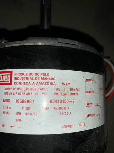 Imagem 2 de 2 de Motor Vent Ar Cond Consul 7 Mil Btus 220v. 4181387
