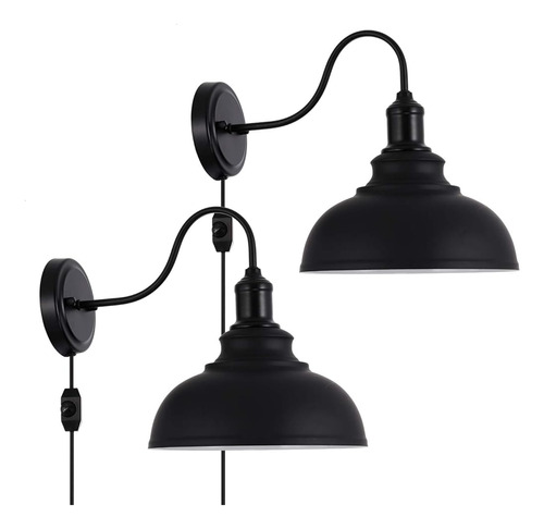 ~? Larkar Dimmable Vintage Lámpara De Pared Negro Industrial