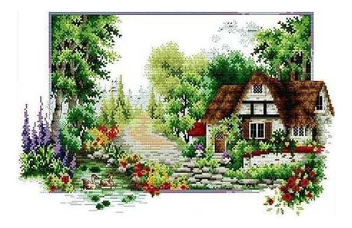2xcottage Garden Set De Estampado Diy Hecha 14ct 50x33cm
