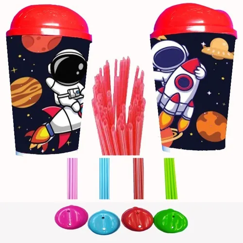 comprar 12 Vaso Pitillo Astronauta Sorpresas Piñatas Regalos Fiesta