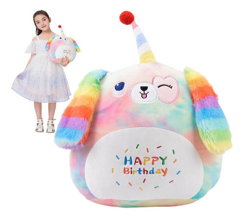 Almohada De Peluche De Perro Arcoíris 40 Cm Cumpleaños