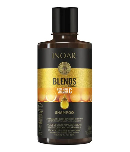  Shampoo Blends Inoar 300ml Vegano Vitamina C Brillo Hidrata