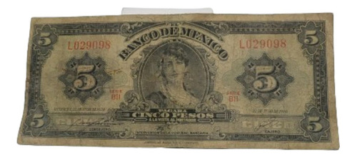 Billete Antiguo $5 Pesos 1970 Gitana Serie Bii