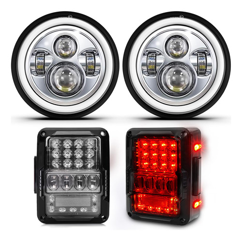 Uni-shine Faro Delantero Led Redondo Cromado H6 7  Luz Drl +