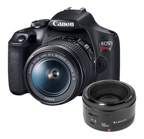  Canon EOS Rebel Kit T7 + 18-55mm IS II + 50mm STM DSLR cor  preto