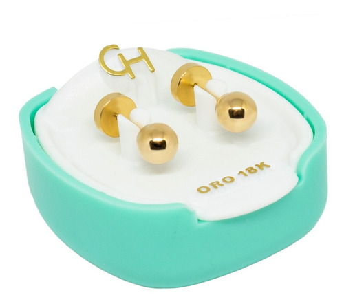 Imagen 2 de 4 de Aros Abridores De Oro 18 Kts Ch Mod Bolita 4,5 Mm Art. 105