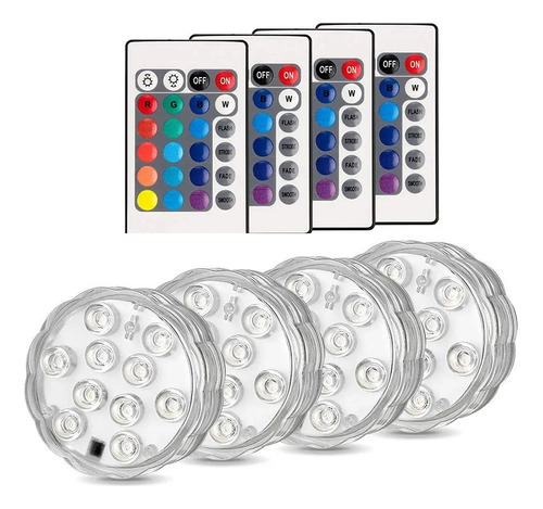Pack 4  Luces Led Piscina Sumergibles 13 Led Control Remoto