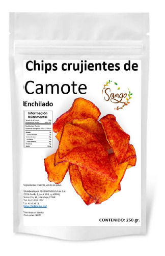 Imagen 1 de 1 de 250 Gr Chips De Camote Enchilado Horneado Crujiente