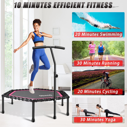 Trampolín De Fitness De 48 Pulgadas Con Barra De Mango Ajust