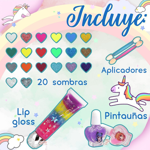 Imagen 3 de 8 de Set Maquillaje Para Niñas Sombras Fantasia Juguete A-313