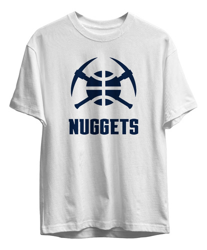 Remera Basket Nba Denver Nuggets Blanca Logo Alternativo