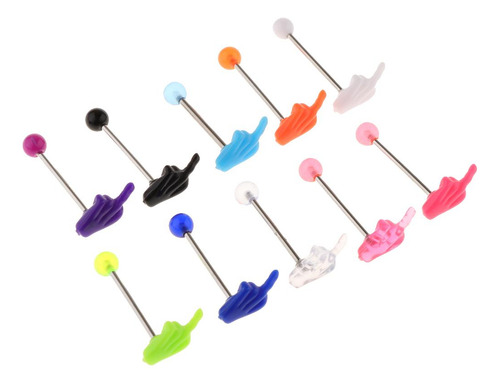 2 X 10 Unids Lengua Barbell Labret Ear Stud Pendientes