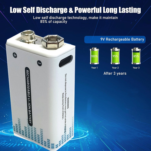 2 Pilas Recargable 9v De Ppp3 Baterias Rectangular Carga Usb