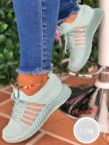 Tenis Moda Deportiva Color Celeste De Mujer Idea En Ejercios