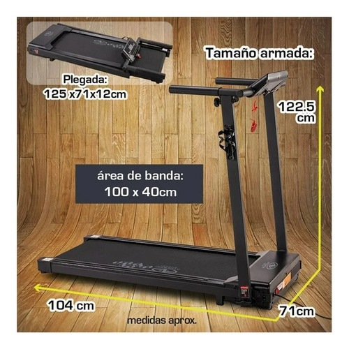 Caminadora Plegable Con Soporte De Botella De 2.0hp Negro