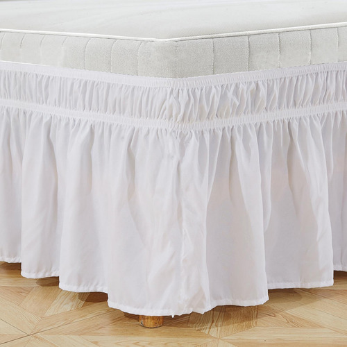 poliéster Sxspace Faldón de cama de poliéster cepillado fácil de colocar con tres lados de tela bordes elásticos para el polvo color blanco, cama individual: 39 x 75 pulgadas/100 x 190 cm 