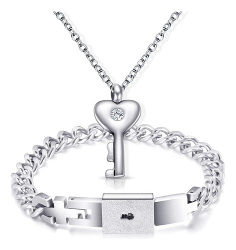 Brazalete Nibastar His Hers Love Heart Key Lock Con Etiqueta