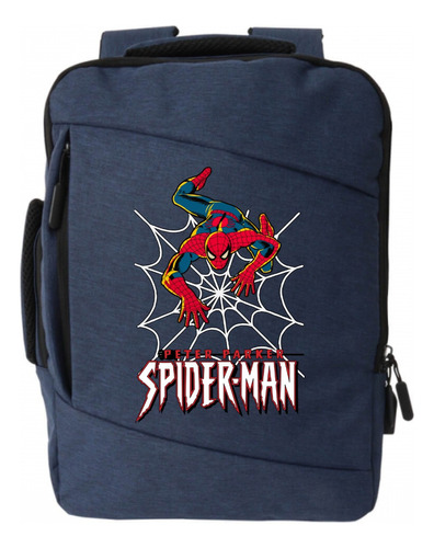 Morral Espalda Sorprend Hombre Araña Maleta Portafolio Azul