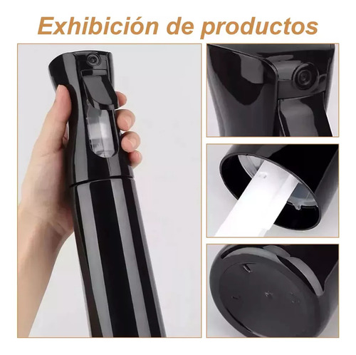 Kit Peinado 8pzs Cepillo Peine Botella Atomizador Peluquería Color Negro