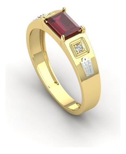 Anel De Formatura Masculino Ouro 18k A6119 Zircônio
