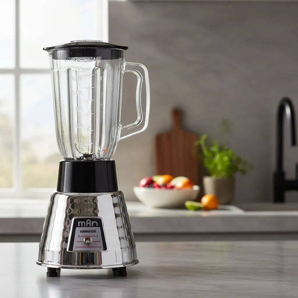 Licuadora Man 1.5L Vaso Vidrio 2 Velocidades 700W Acero Inoxidable
