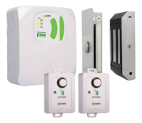 Kit Fechadura Eletroímã M60 Fonte F200 2 Botoeira Sem Fio