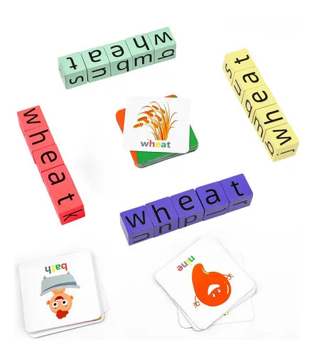 Juego De Ortografia De Bloques De Madera, Juego De Cartas A