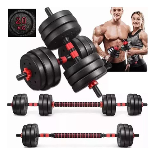 Mancuernas Y Pesas Barra Recta Ejercicio Kit Ajustables 20kg