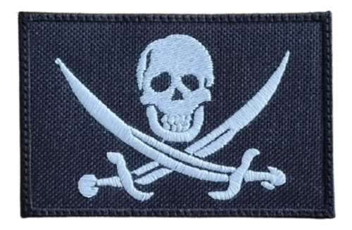 Parche Bordado Bandera Pirata 10 X 7 Cm