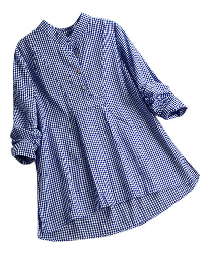 Camisa A Cuadros Con Botones Holgados De Manga Larga C Para