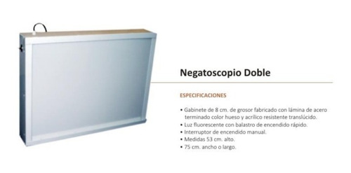 Negatoscopio Luz Fluorescente, Doble Mach Medical